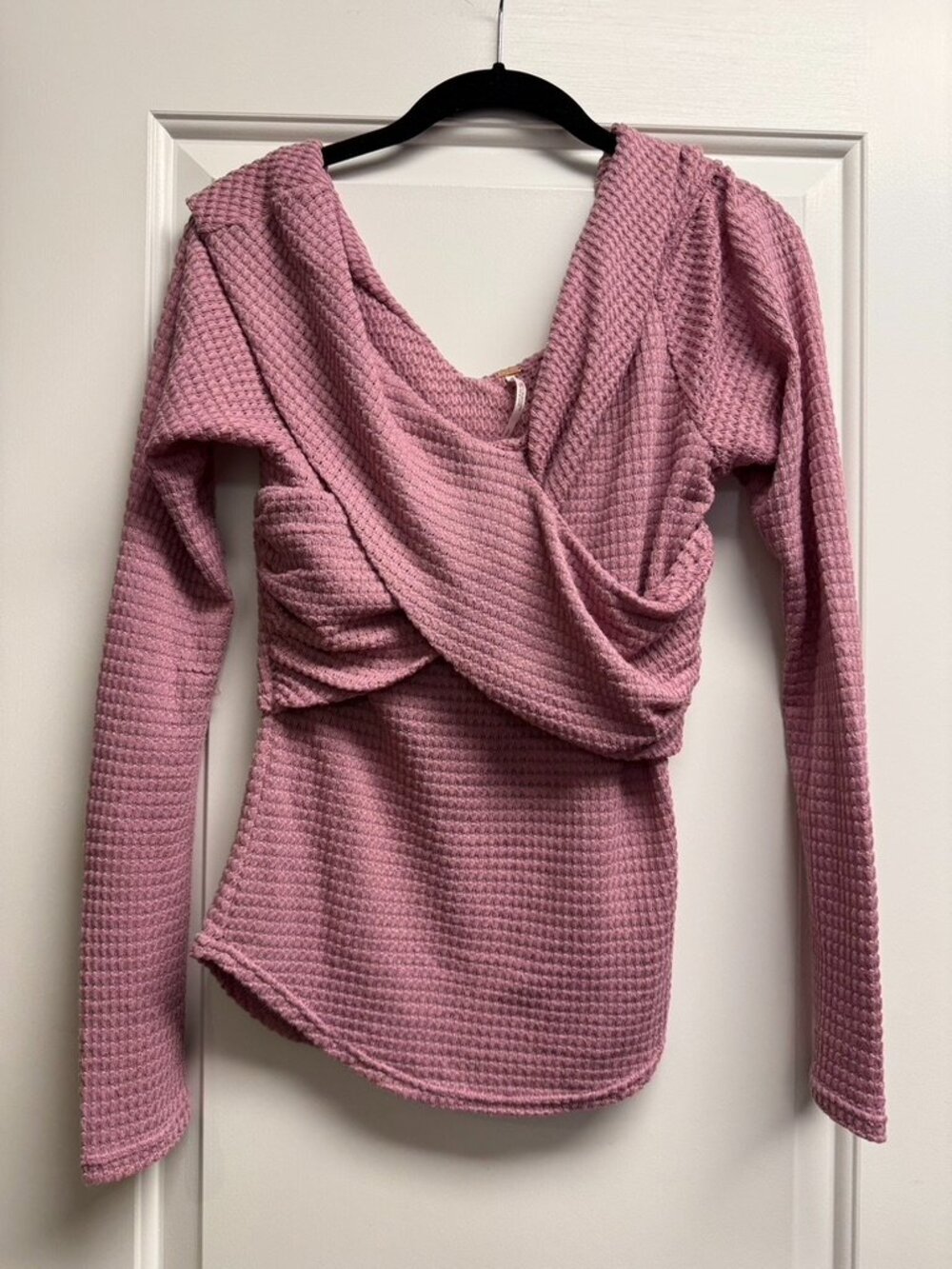 Free People long sleeve twist front waffle sweater